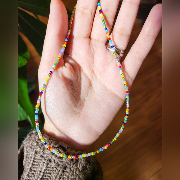 Gold Filled Multi-coloured Beaded Necklace - Picture 6 of 8